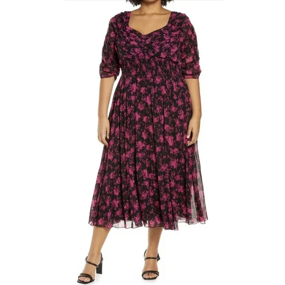 flowy pleated maxi dress The One You Want Dark Green Multi Floral Pattern Pleated Maxi Dress main image 0